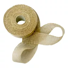 Rolo Fita De Juta Natural C/fios Dourado 4,5 Cm Peça C/ 9,5m Cor Cáqui