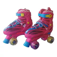 Kit Patins Infantil Feminino 4 Rodas 31-34 + Acessorios Top