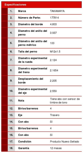 1 Maza Rueda Trasera Barata Mx-3 92/96 Foto 2