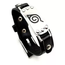 Pulseira Naruto Simbolo Konoha Bracelete Couro