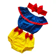 Conjunto Roupa De Bebe Ciganinha Branca De Neve Menina Luxo