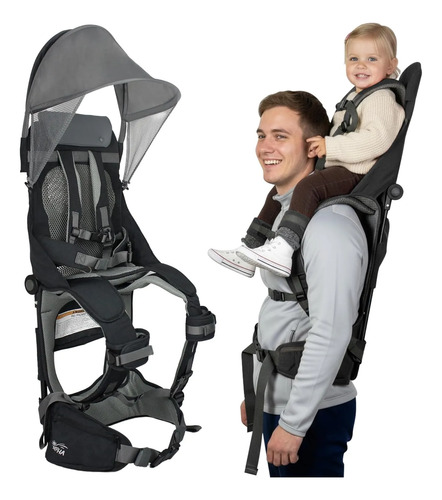 Mochila Portabebé Infantil Con Protección Solar Wipha Negro