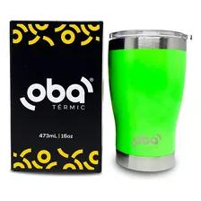 Copo Conserva P/horas Bebida Quente Fria C/tampa Térmic473ml Cor Verde Neon Liso