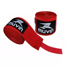 Bandagem Elástica Muvin 5 Metros Com Fechamento Em Fecho De Contato E Alça Para Polegar - Atadura De Proteção Para Mãos E Punhos - Faixa De Boxe - Muay Thai - Mma - Artes Marciais - Cor Vermelho