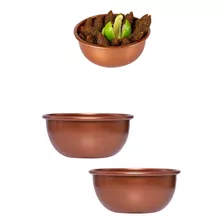 2 Mini Saladeira Bowl Alumínio Cor Cobre Para Açai Sorvete 