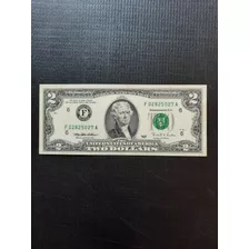 F02825027a Cédula 2 Dólares Americano Fe C/leve Manchas 