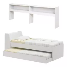 Cama Solteiro Bicama C/ Estante Ditália Bb-28-29 Branco Cozy