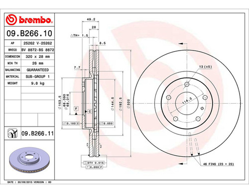 Par Discos Brembo Nissan Maxima Gxe Sport 2009 Delantero Foto 2