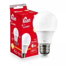 Kit 6 Lâmpadas Led 6w Kian Bulbo E27 Smd Bivolt