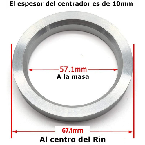 Centrador Rin 57.1 - 67.1 Chico Aluminio Vw Audi Seat  Foto 6