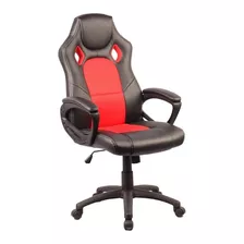 Silla De Escritorio Ads Stone Gamer Ergonómica Roja Con Tapizado De Cuero Sintético Y Mesh