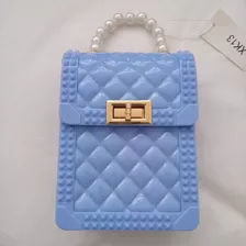 Bolsa Cartera Para Celular Bandolera Silicón Perla Cadena