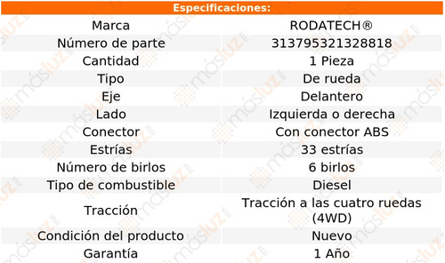 1- Maza Rueda Delantera Izq/der Yukon V8 6.5l 95/99 Rodatech Foto 7