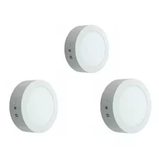 Pack 3 Foco Panel Plafon Led 15cm 12w Sobrepuesto Redondo