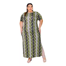 Vestido Longo Plus Size Evangélico Festa Básico Com Fenda