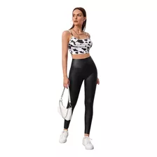 Leggins Cuero Strech Talle Alto Malla Vinipiel Ligero Mujer