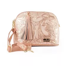 Bolso Mod Selena Cincelado Piel Bolsa Mariconera Env Color Oro Rosa