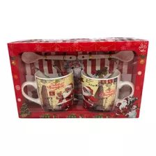 Taza De Ceramica Navideña Viejito Pascuero Con Cuchara