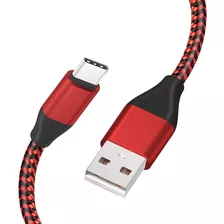 Cable Cargador Usb-a A Usb-c | 2 Piezas / Rojo Trenzado /2m