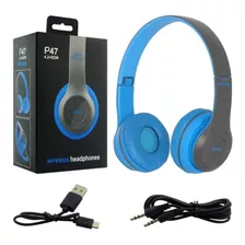 Audifonos P47 Bluetooth 5.1 Microsd Deportivos Wireless Azul