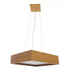 Pendente Madeira Wood Quadrado 30 X 30 Cm - 2 Luzes E27