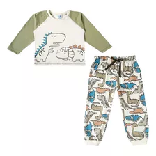 Pijama Infantil Masculino Tiptop Dino Longo Off White - 3198
