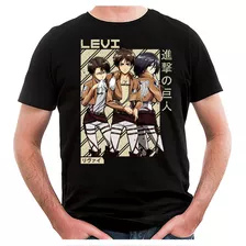 Remera Attack On Titan Eren Levi Mikasa (negra:) Ideas Mvd