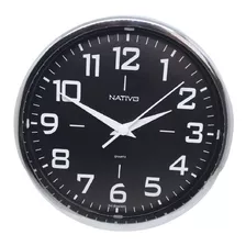 Kit 10x Relógios Redondo 23cm Cor Da Estrutura Cromado Cor Do Fundo Preto