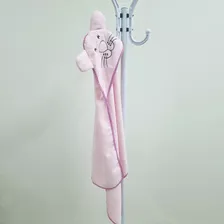 Toalha De Banho Bebe Capuz Bordada Rn Soft 100% Algodão Cores Tecido Rosa Viés Rosa