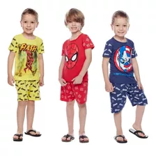 Kit 5 Conjunto Infantil Masculino Pijama Personagens 