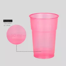 Copo Neon Para Festa Balada C/ 50un Premium Reforçado 300ml Cor Rosa