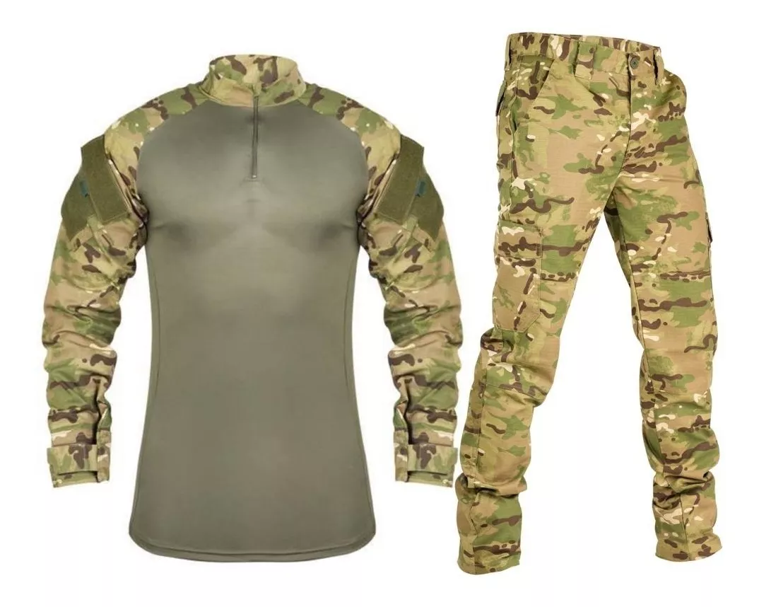 Farda Camisa Multicam Combat Shirt + Calça Masculina Tatica