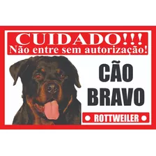 Placa Rottweiler Cuidado Cão Bravo Tamanho 20 X 30 Cm Mod1