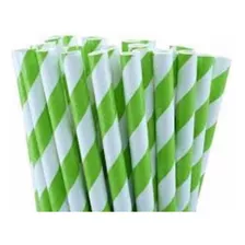 500 Canudos De Papel Biodegradável Verde/branco