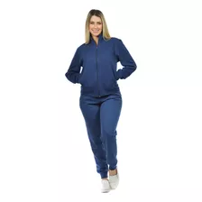 Conjunto Moletom Flanelado Jaqueta E Calça Punho Feminino