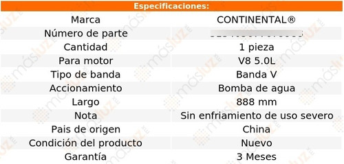 Banda 888 Mm Acc G10 V8 5.0l 85/86 Continental Bomba De Agua Foto 4