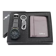 Reloj Hombre Cartera Y Llavero, Set De Regalo