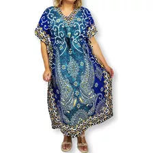 Vestido Kaftan Indiana Estampada Saída De Praia 54