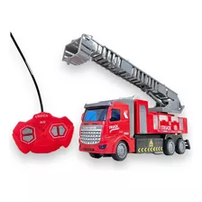 Caminhão Bombeiro Dm Toys Carro Controle Remoto Escada Gira