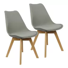 Kit 2 Cadeiras Charles Eames Leda Design Wood Estofada Cor Da Estrutura Da Cadeira Cinza