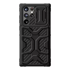 Estuche Anti Golpes Nillkin Adventurer Protección Cámara Para Galaxy S22 Ultra - Negro (carbon Fiber)