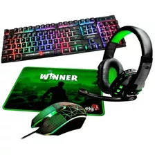 Combo Gamer 4 Em 1 Gamer Cgwn41 ELG Preto E Verde