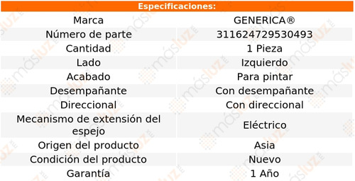 1- Espejo Izq Elect P/pintar Suzuki Vitara 16/19 Genrica Foto 2