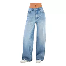 Calça Jeans Solta Cintura Alta Perna Larga