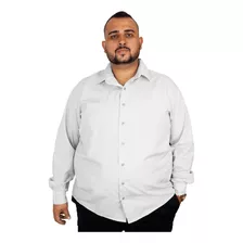 Camisa Social Plus Size Colarinho Manga Longa Com Botões