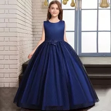 Vestido De Niña De Fiesta Mini-mi Modelo Indira Azul