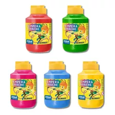 Kit Tinta Tempera Guache Acrilex 250ml 5 Potes Originais