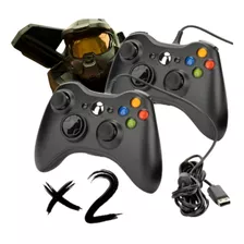 Kit 2 Controles Xbox 360 Pc Com Fio Joystick Manete X360 