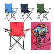 Cadeira Dobrável Resistente Com Bolsa Porta Copos Camping Cor Azul-claro