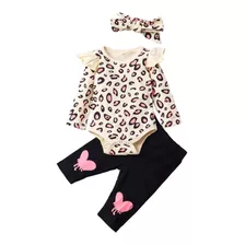 Ropa Bebe Niña Set 3 Piezas Body, Pantalon + Cintillo.